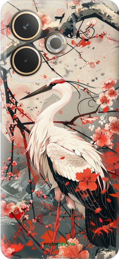 Силиконовый чехол Аист в цвету сакуры для Oppo A5 PRO - 6109u-3956 изображение 