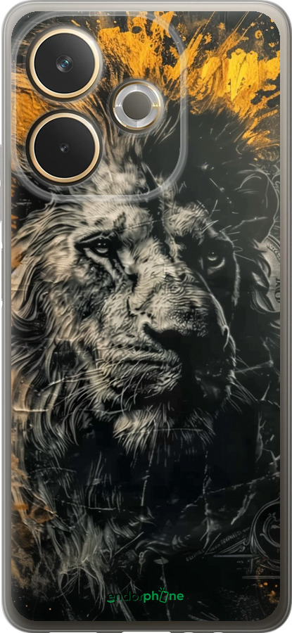 Силиконовый чехол Лев в золотых красках для Oppo A5 PRO - 6155u-3956 изображение 