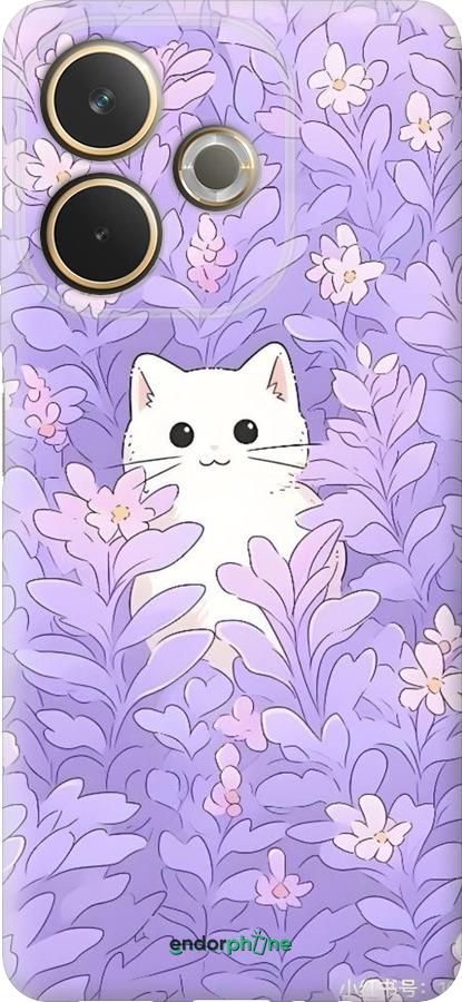Силиконовый чехол Котик в цветах для Oppo A5 PRO - 6390u-3956 изображение 