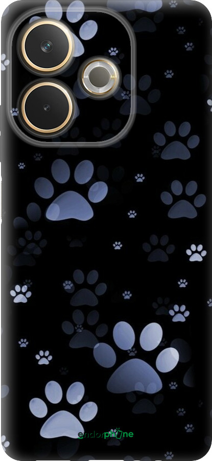 Силиконовый чехол С синими отпечатками лап для Oppo A5 PRO - 6441u-3956 изображение 