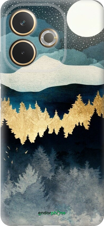 Силиконовый чехол Ночной пейзаж с лесом и горами для Oppo A5 PRO - 6493u-3956 изображение 