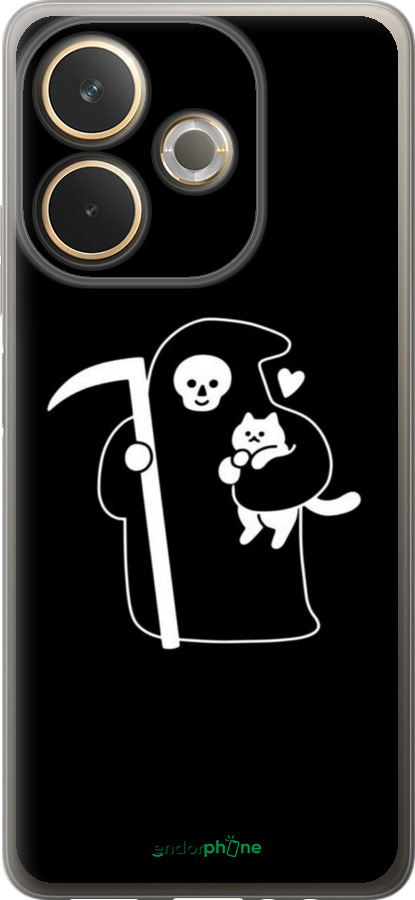 Силиконовый чехол Минималистичный арт: смерть и кошка для Oppo A5 PRO - 6529u-3956 изображение 