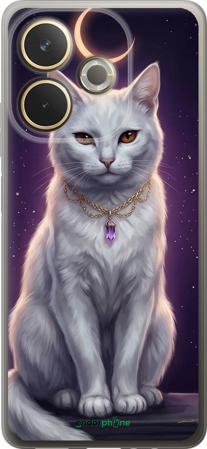 Силиконовый чехол Mystic White Cat Gothic Dark Purple Gold для Oppo A5 PRO - 6805u-3956 изображение 