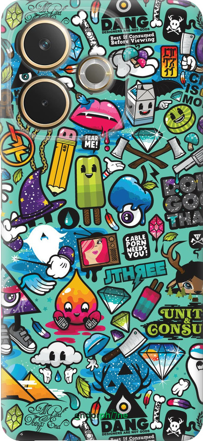 Силиконовый чехол Стикер бомбинг 1 для Oppo A5 PRO - 693u-3956 изображение 