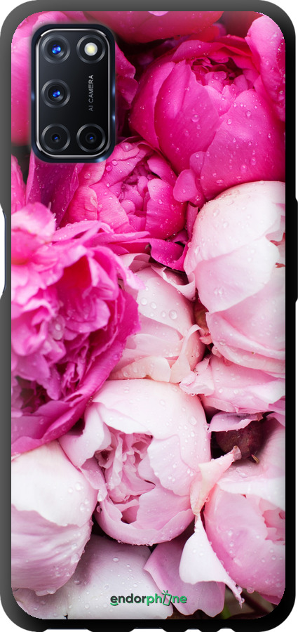 

TPU schwarz Hülle Rosa Pfingstrosen" für Oppo A52"