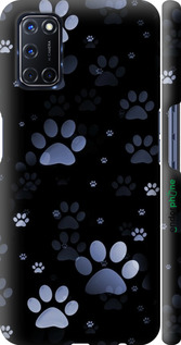 3D пластиковий матовий чехол З синіми відбитками лап для Oppo A52 - 6441m-1930 изображение 