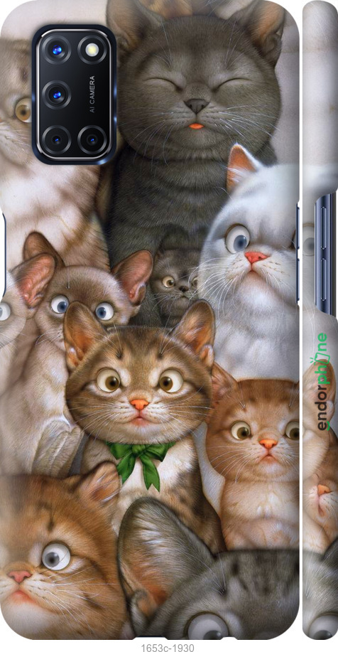 

3D пластиковий матовий чохол "Коти" для Oppo A52