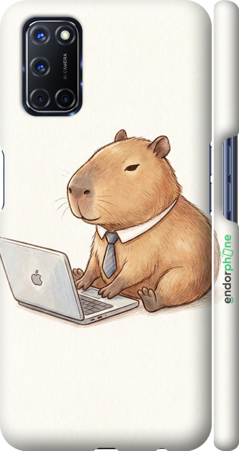 3D пластиковый матовый чехол Funny Capybara CEO Working для Oppo A52 - 6777m-1930 изображение 