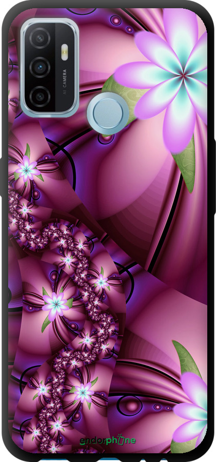

TPU чорний чохол "Квіткова мозаїка" для Oppo A53, Рожевий