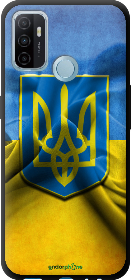 

TPU чорний чохол "Прапор та герб України" для Oppo A53, Блакитний
