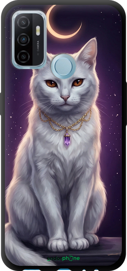 TPU чехол Mystic White Cat Gothic Dark Purple Gold для Oppo A53 - 6805b-568 изображение 