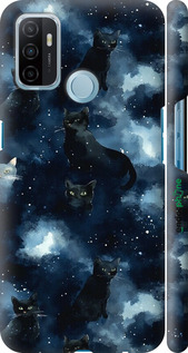 3D пластиковый матовый чехол Изображение Кошек с тёмной акварелью для Oppo A53 - 6521m-568 изображение 