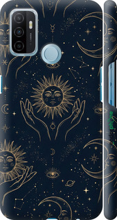 3D пластиковый матовый чехол Celestial Harmony: Sun & Moon Gold Mystic Pattern для Oppo A53 - 6778m-568 изображение 