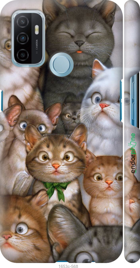 

3D пластиковий матовий чохол "Коти" для Oppo A53
