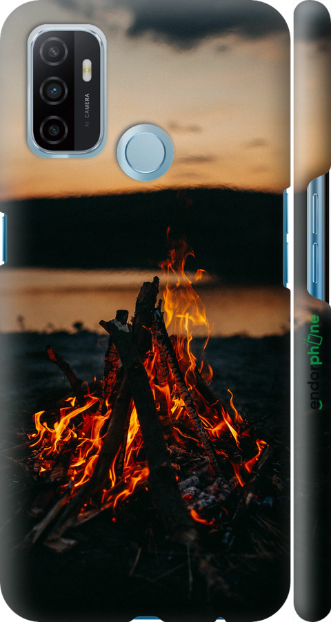 3D пластиковий матовий чехол Вогонь для Oppo A53 - 6021m-568 изображение 
