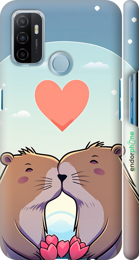3D пластиковий матовий чехол Капібара кохання для Oppo A53 - 6027m-568 изображение 