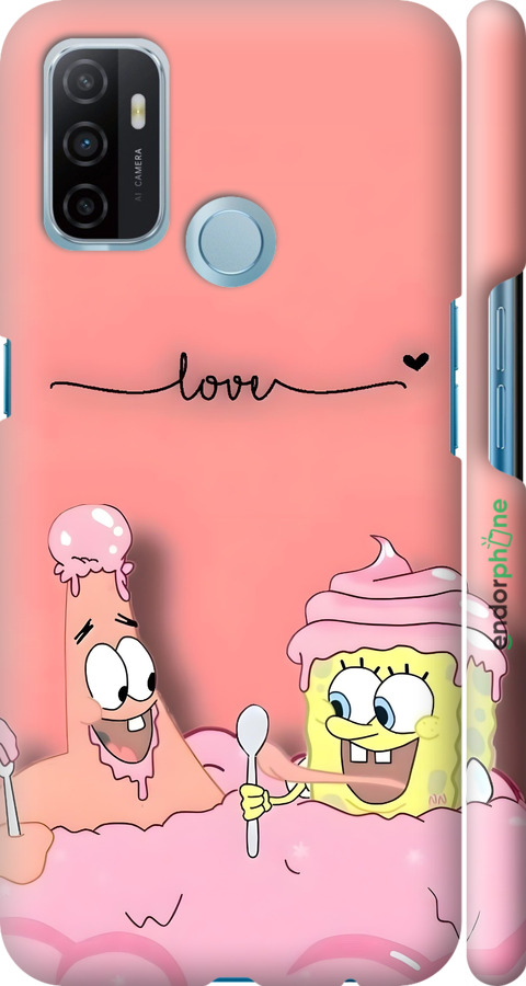 3D пластиковый матовый чехол Спанч Боб для Oppo A53 - 6282m-568 изображение 