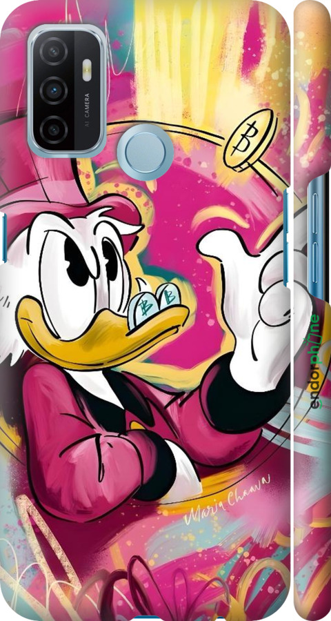 3D пластиковый матовый чехол Скрудж для Oppo A53 - 6283m-568 изображение 