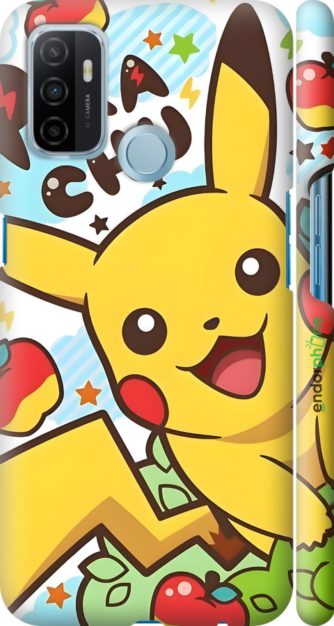 3D пластиковый матовый чехол Пикачу 2 для Oppo A53 - 6391m-568 изображение 