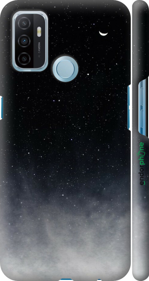 3D пластиковий матовий чехол Голубые облака, Голубая луна для Oppo A53 - 6396m-568 изображение 
