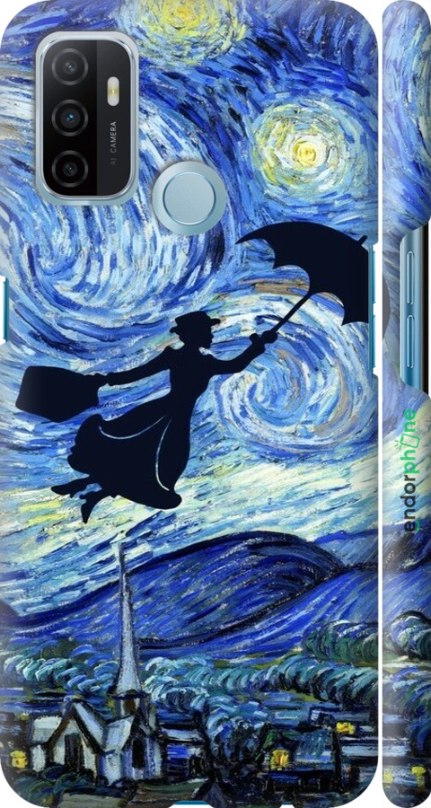 3D пластиковый матовый чехол С изображением Мэри Поппинс «Звездная ночь» для Oppo A53 - 6487m-568 изображение 