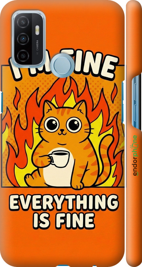 3D пластиковый матовый чехол Funny Cat для Oppo A53 - 6786m-568 изображение 