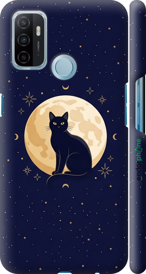 3D пластиковый матовый чехол Cute Cat Celestial/Witchy для Oppo A53 - 6787m-568 изображение 