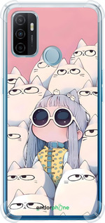 Силіконовий протиударний с посиленими кутами чехол Малышка с котами для Oppo A53 - 6295sp-568 изображение 