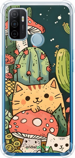 Силикон с усиленными углами чехол Коты грибы для Oppo A53 - 6321sp-568 изображение 