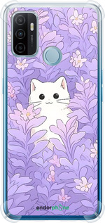 Силіконовий протиударний с посиленими кутами чехол Котик в цветах для Oppo A53 - 6390sp-568 изображение 