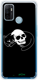 Силикон с усиленными углами чехол С изображением кота и черепа для Oppo A53 - 6491sp-568 изображение 