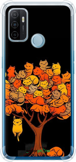 Силикон с усиленными углами чехол Дерево и котики для Oppo A53 - 6516sp-568 изображение 