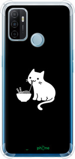 Силіконовий протиударний с посиленими кутами чехол Милий кіт на чорному фоні для Oppo A53 - 6528sp-568 изображение 