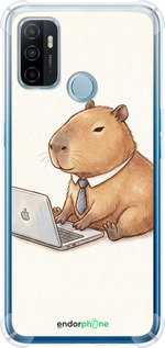 Силіконовий протиударний с посиленими кутами чехол Funny Capybara CEO Working для Oppo A53 - 6777sp-568 изображение 
