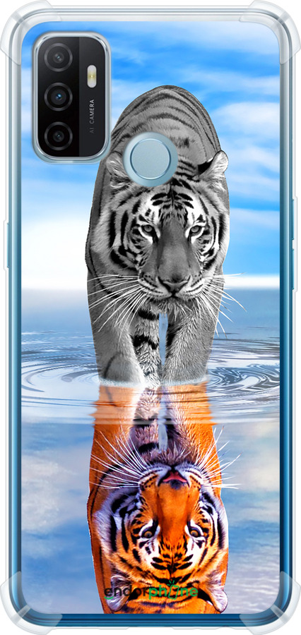 Силіконовий протиударний с посиленими кутами чехол Тигр для Oppo A53 - 6016sp-568 изображение 