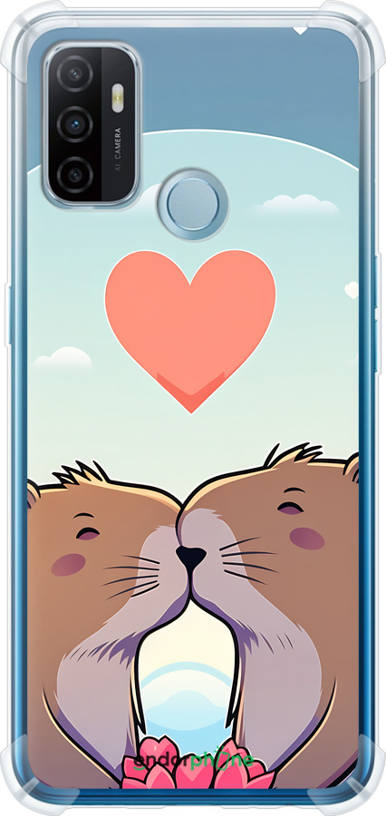 Силикон с усиленными углами чехол Капибара любовь для Oppo A53 - 6027sp-568 изображение 
