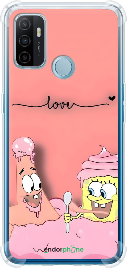 Силикон с усиленными углами чехол Спанч Боб для Oppo A53 - 6282sp-568 изображение 