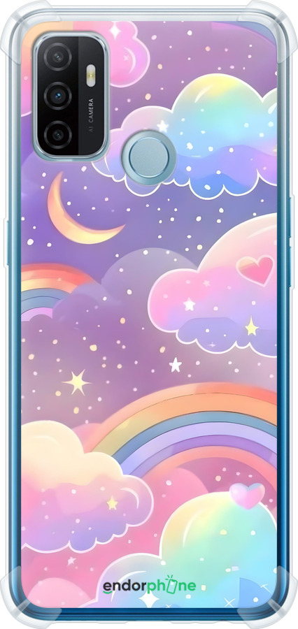 Силикон с усиленными углами чехол Облака и радуга для Oppo A53 - 6312sp-568 изображение 