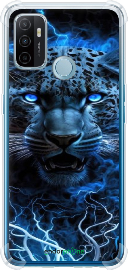 Силіконовий протиударний с посиленими кутами чехол Крижаний леопард для Oppo A53 - 6460sp-568 изображение 