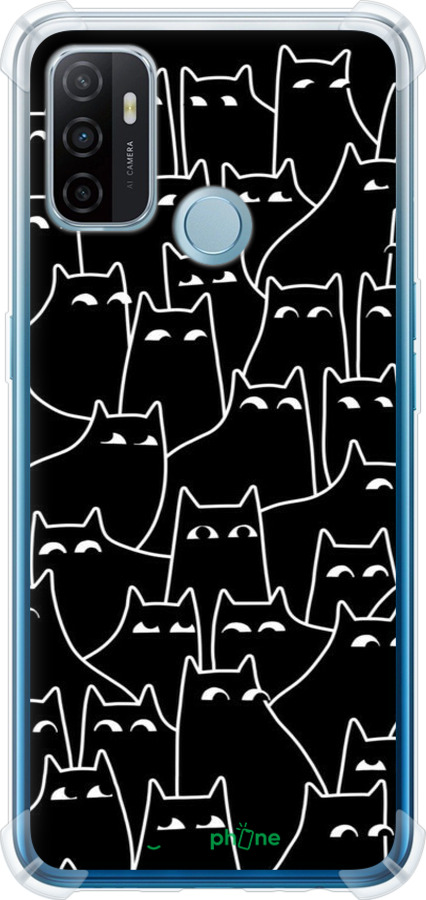 Силикон с усиленными углами чехол С изображением кошек для Oppo A53 - 6470sp-568 изображение 