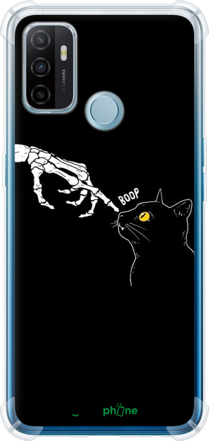 Силикон с усиленными углами чехол Кошка для Oppo A53 - 6505sp-568 изображение 