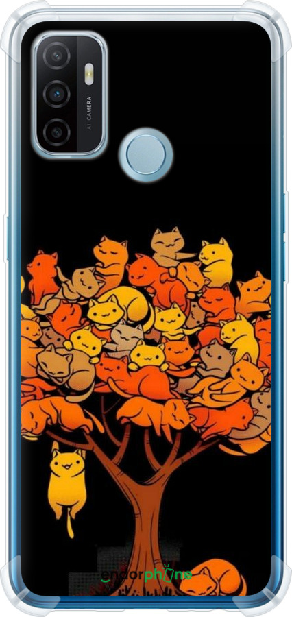 Силикон с усиленными углами чехол Дерево и котики для Oppo A53 - 6516sp-568 изображение 