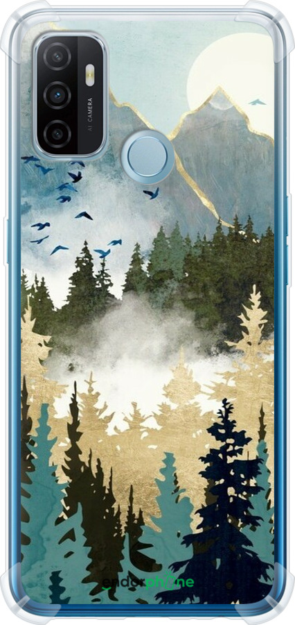 Силіконовий протиударний с посиленими кутами чехол Із зображенням лісового пейзажу для Oppo A53 - 6548sp-568 изображение 