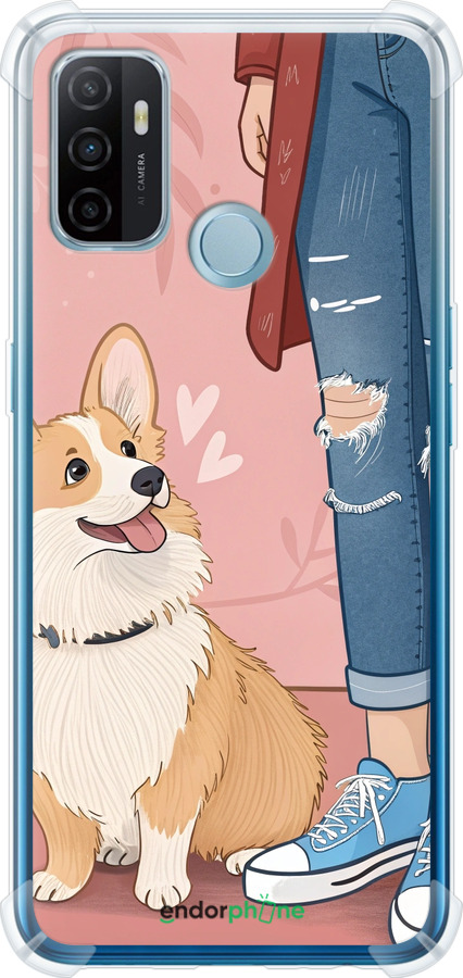 Силикон с усиленными углами чехол Корги 3 для Oppo A53 - 6707sp-568 изображение 