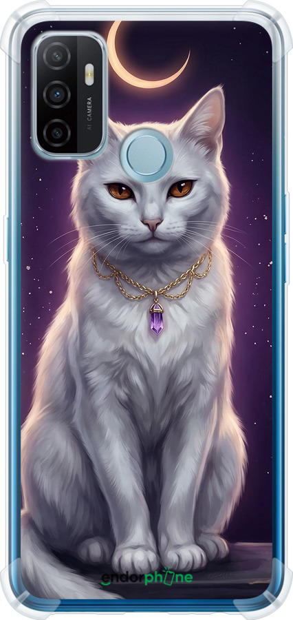 Силіконовий протиударний с посиленими кутами чехол Mystic White Cat Gothic Dark Purple Gold для Oppo A53 - 6805sp-568 изображение 
