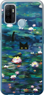 Силіконовий чехол с изображением водяных лилий и кошек для Oppo A53 - 6257u-568 изображение 