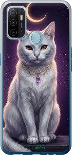 Силиконовый чехол Mystic White Cat Gothic Dark Purple Gold для Oppo A53 - 6805u-568 изображение 