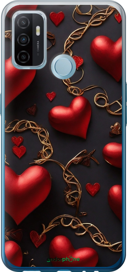 Силиконовый чехол Сердечки для Oppo A53 - 5831u-568 изображение 