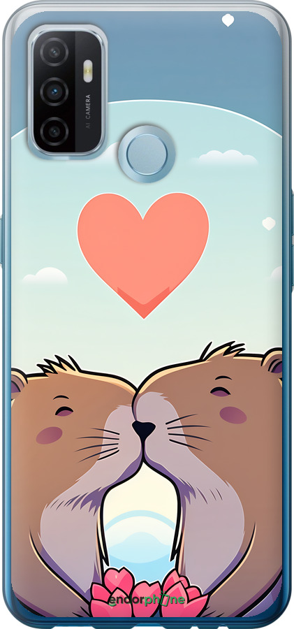 Силиконовый чехол Капибара любовь для Oppo A53 - 6027u-568 изображение 