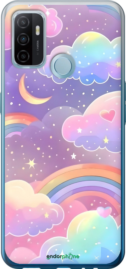 Силиконовый чехол Облака и радуга для Oppo A53 - 6312u-568 изображение 